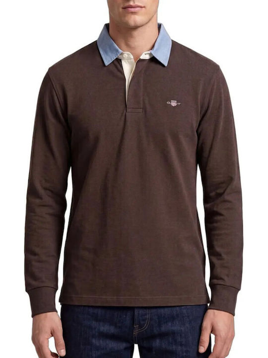 Gant Polo Bluză Mânecă Lungă Black Brown Melange