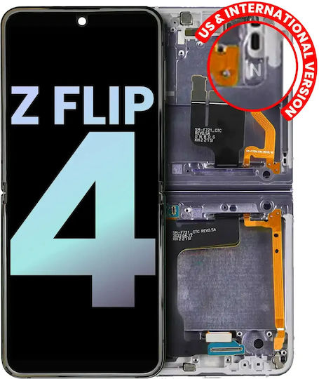 Ansamblu intern OLED cu ramă Samsung Galaxy Z Flip 4 5G US și International Service Pack Bora Purple