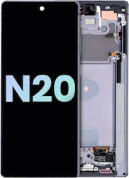 OLED модул с рамка Samsung Galaxy Note 20 5G Service Pack Mystic Gray