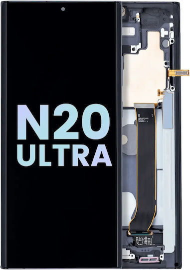 OLED модул с рамка Samsung Galaxy Note 20 Ultra 5g Service Pack Mystic Black