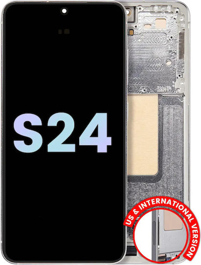 OLED Ersatzbildschirmrahmen Samsung Galaxy S24 5G US & Internationale Version Service Pack Marmor Grau