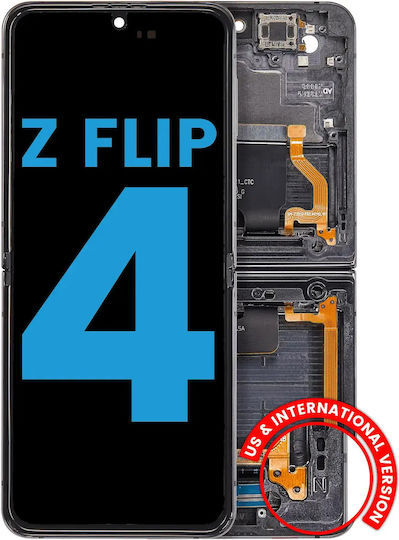 Вътрешен OLED модул с рамка Съвместим със Samsung Galaxy Z Flip 4 5G F721 US и международна версия aftermarket графитен