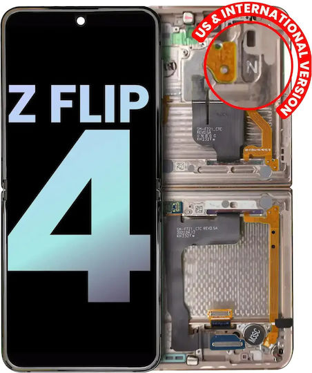 Inner Oled Assembly Frame Samsung Galaxy Z Flip 4 5g Us & International Service Pack Pink Gold