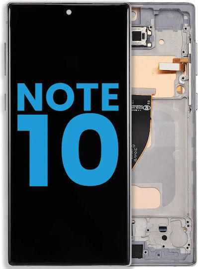 Lcd Assembly Frame Without Fingerprint Sensor Samsung Galaxy Note 10 Us & International Aftermarket Incell Aura Glow Silver