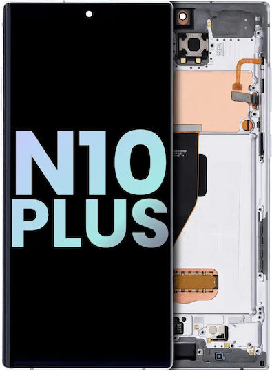 OLED модул с рамка Samsung Galaxy Note 10 Plus 5G Service Pack Aura White