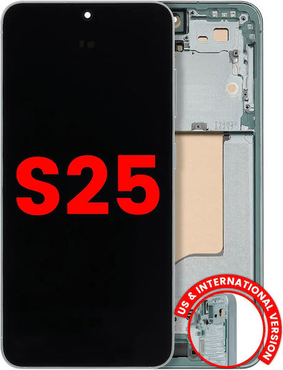 Asamblare OLED cu ramă Samsung Galaxy S25 5g US și Internațional Aftermarket Plus Mentă