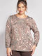 Bluza Damă Satin Mânecă Lungă Animal Print Maro