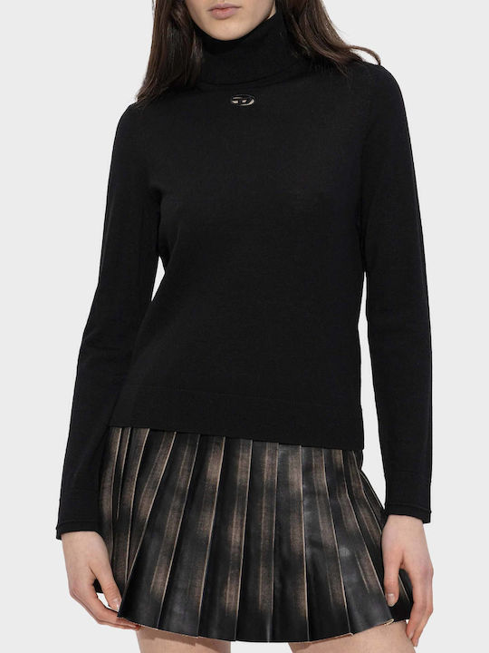 Damen Pullover Wolle Rollkragenpullover Schwarz