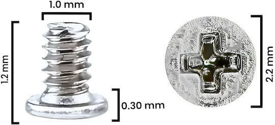 Internal Screw Set M1.0×1.2×2.2d×0.30t Iphone 12 Pro Max Service Pack Silver 30 Pack