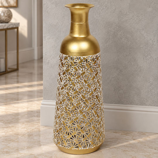 Keskor Decorative Floor Vase Metallic Gold 18x18xH51cm