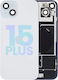 Back Glass W Magsafe Magnet & Nfc & Flashlight Flex Iphone 15 Plus Service Pack Blue