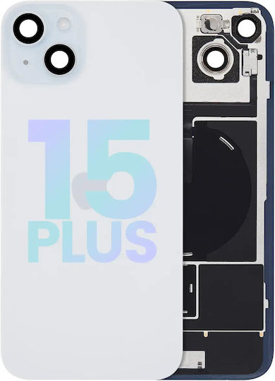 Back Glass W Magsafe Magnet & Nfc & Flashlight Flex Iphone 15 Plus Service Pack Blue