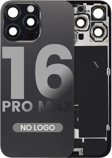 Back Glass W Magsafe Magnet & Nfc & Flashlight Flex Iphone 16 Pro Max No Logo Aftermarket Black Titanium