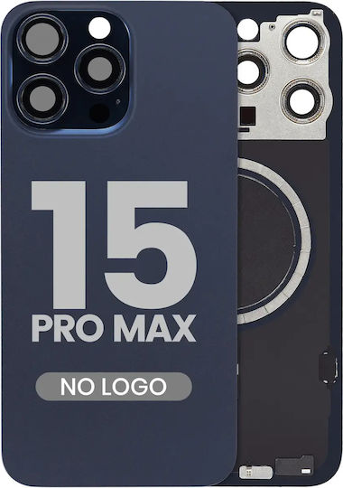 Back Glass W Magsafe Magnet Iphone 15 Pro Max No Logo Aftermarket Blue Titanium