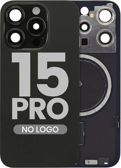 Back Glass W Magsafe Magnet iPhone 15 Pro Kein Logo Aftermarket Schwarz Titanium