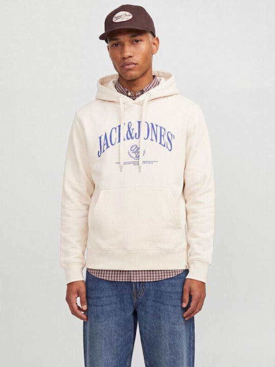 Jack & Jones Φούτερ Whisper White με Κουκούλα