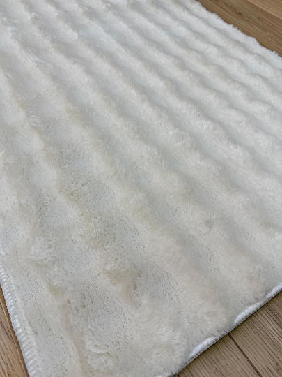 Linea Home Rutschfester Rechteckiger Pelziger Ecru Wohnzimmer Teppich 160x230cm