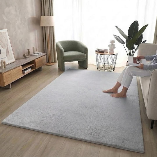 SpitiBazaar Non-Slip Rug Rectangular Furry Light Grey 120x180cm