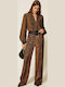 Damen Krepp Hose Braun
