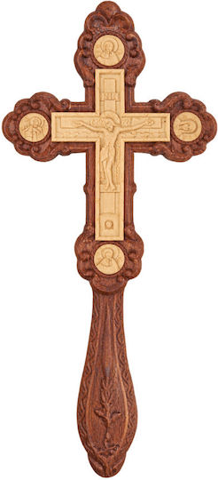 Wooden Orthodox Blessing Cross Double-Sided 26cm