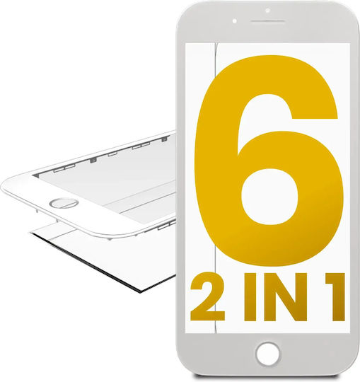 2 In 1 Front Glass + Frame Pre-installed Iphone 6 White 2 Pack