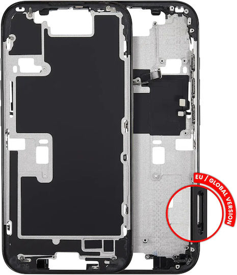 Mid-frame Housing Power Volume Button Iphone 16 Pro Eu Global Version Aftermarket Plus Black Titanium