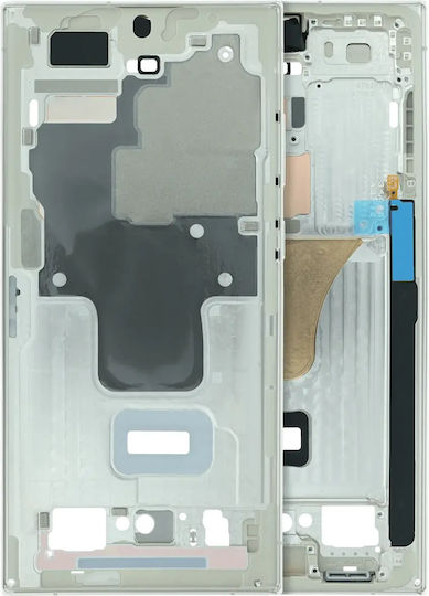 Carcasă De Mijloc Compatibilă Samsung Galaxy S23 Ultra S918 Pachet De Service Crem