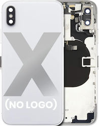 Back Housing Small Components Pre-installed Iphone X No Logo Aftermarket Plus Silver