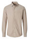 Langärmeliges Herrenhemd in Normale Passform Beige