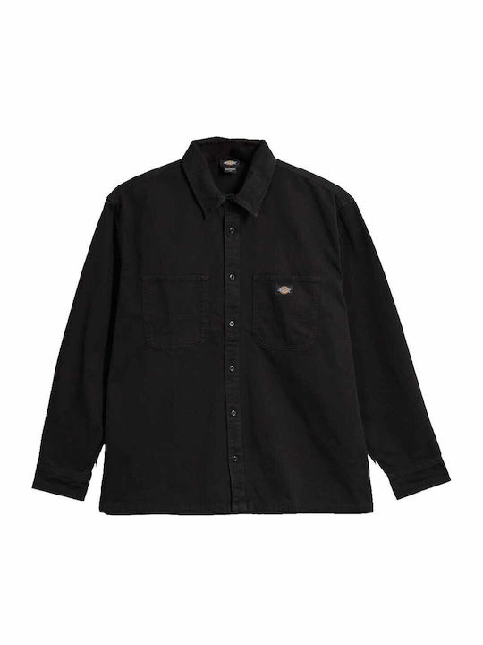 Dickies Long Sleeve Shirt in Wide Line Black