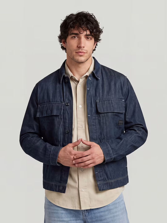 G-Star Raw Boxy Clean Long Sleeve Denim Overshirt in Regular Fit Camo Blue