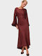 Maxi Abendkleid Satin Brick Braun