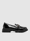 Lackleder Damen Mokassins in Schwarz Farbe