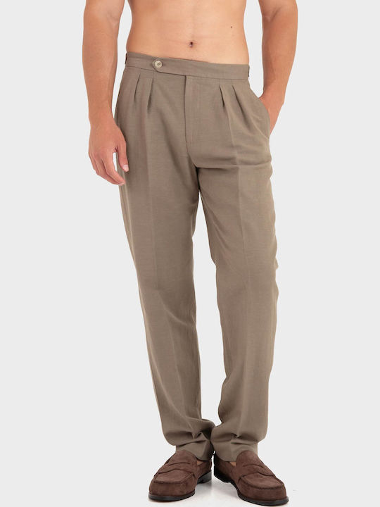 Puroego Мъжки панталон Relaxed Fit Светлокафяв