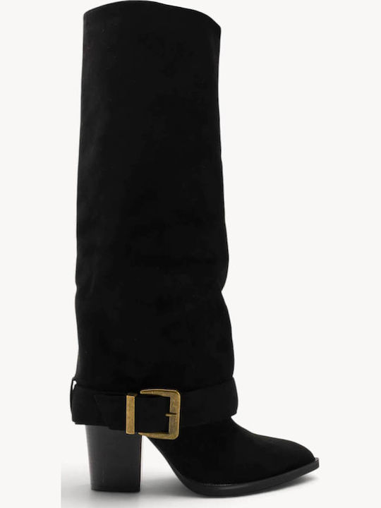 Schwarze Damenstiefel Statement Agraffe Vintage...