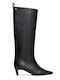 Leather Women's Boots with Medium Heel Black