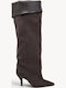 Braune Wildleder Damenstiefel mit Umgekehrtem Abschluss und Spitzem Schnitt