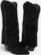 Suede Women's Cowboy Black Boots