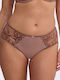 Hoch Taillierter Damen-Slip mit Spitze Braun