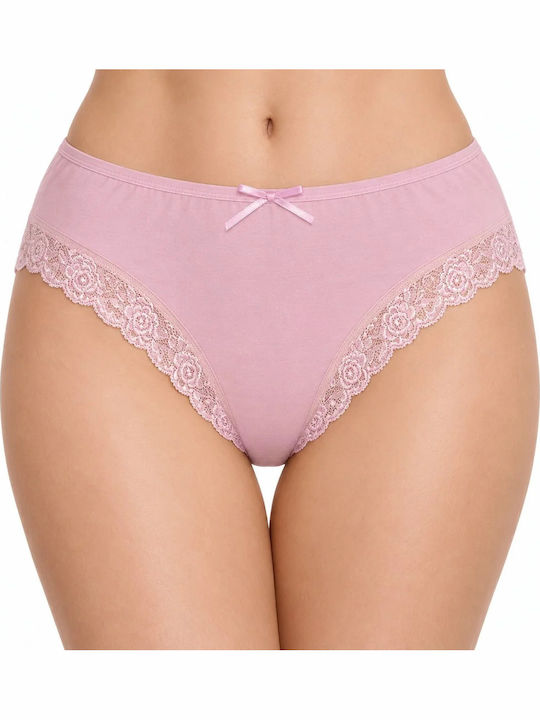 1009 Cotton Women's Slip with Lace Lilac