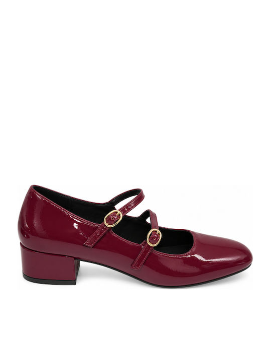 Heels with Strap & Chunky Low Heel Burgundy WM-MP70021-27HH-MPORNTO