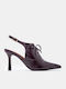 Spitze Zehe Pumps mit Hochem Absatz Burgundisch