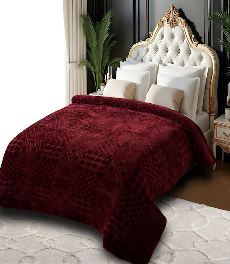 Piqué Decke Übergröße 220x240cm Burgundisch