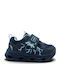 Παιδικά Sneakers Ανατομικά με Σκρατς & Φωτάκια Μπλε
