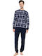 Ulisse Χειμερινή Ανδρική Πιτζάμα Midnight Blue Plaid