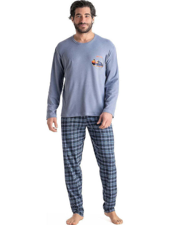 Relax Anatomic Relax Anatomic Herrenpyjamas Winter Karos Hellblau