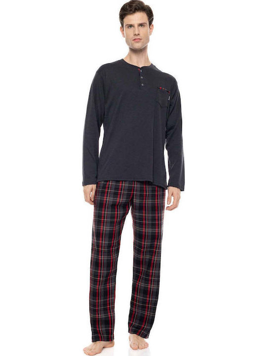 Ulisse Χειμερινή Ανδρική Πιτζάμα Grey Plaid