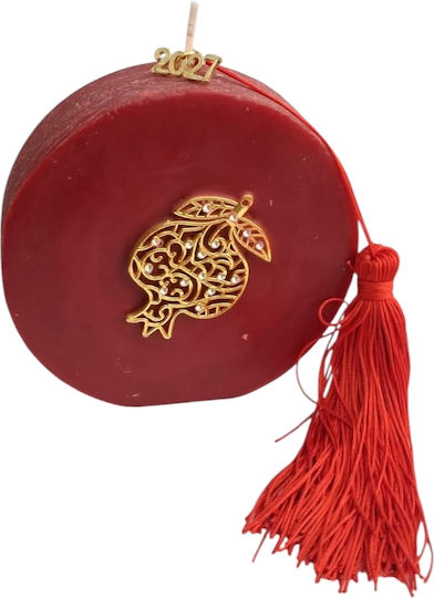 Kalliopi Silver Tabletop New Year's Lucky Charm Red Pomegranate Made of Wax Polish 2027 11x12cm