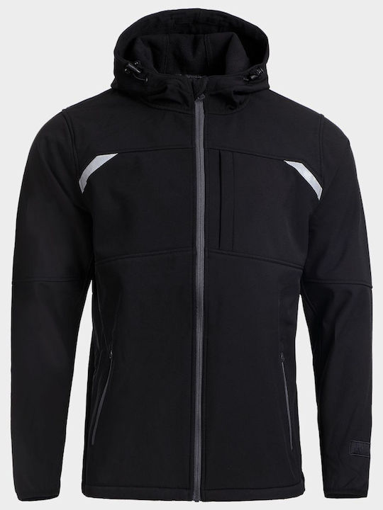Stenso B-trail Jachetă de Lucru Reflectorizantă Softshell cu Căptușeală Fleece și cu Glugă Neagră