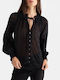 Long Sleeve Women's Shirt Black Floral